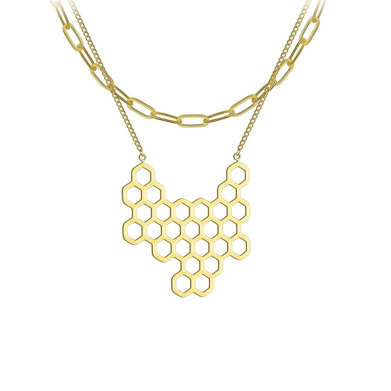 Ensemble de deux chaînes avec nid d'abeille - couleur or