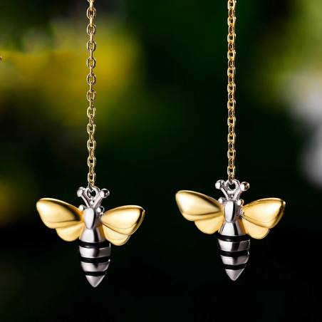 Chaînes d'oreille petites abeilles - argent
