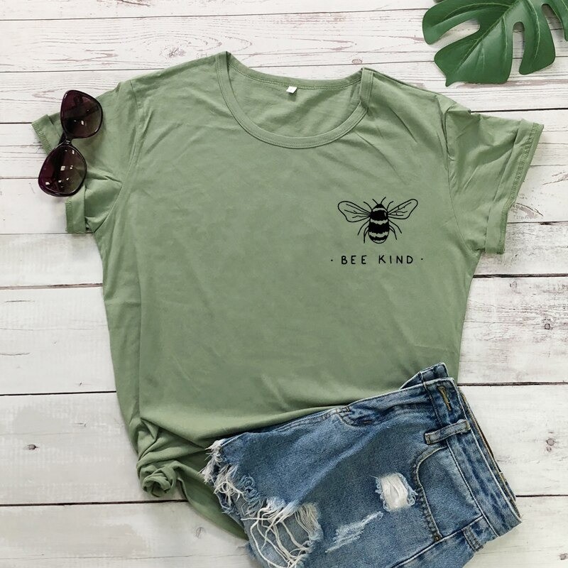 T-shirt Bee Kind pour femme kaki
