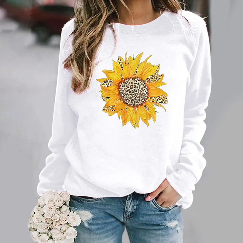Sweatshirt tournesol léopard - couleur blanc