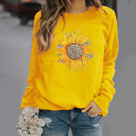 Sweatshirt tournesol léopard - couleur jaune