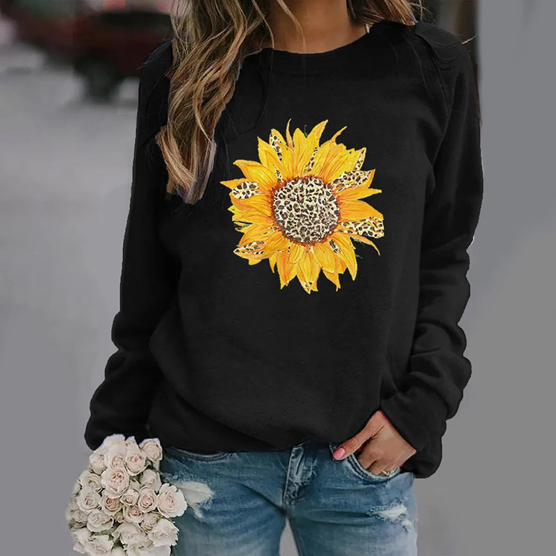 Sweatshirt tournesol léopard - couleur noir