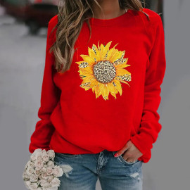 Sweatshirt tournesol léopard - couleur rouge