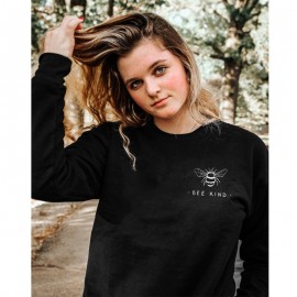 Sweatshirt Abeille Femme col rond à motif abeille Bee Kind noir