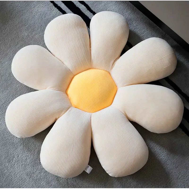 Coussin peluche marguerite  6 couleurs pastel - couleur beige jaune