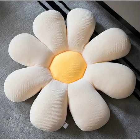 Coussin peluche marguerite  6 couleurs pastel - couleur beige jaune