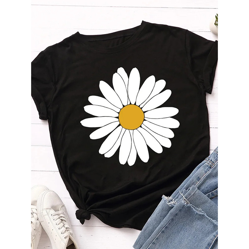T-shirt marguerite franche - couleur NOIR