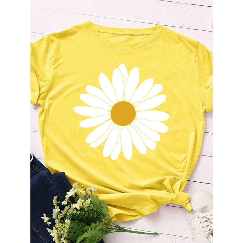 T-shirt marguerite franche - couleur JAUNE