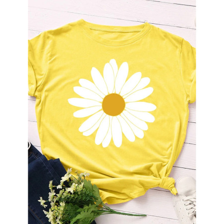 T-shirt marguerite franche - couleur JAUNE