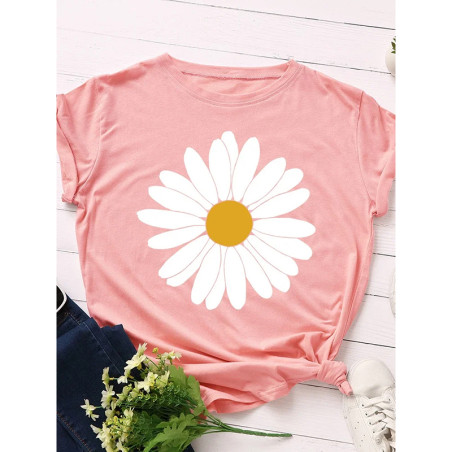 T-shirt marguerite franche - couleur ROSE