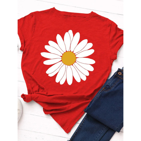 T-shirt marguerite franche - couleur ROUGE