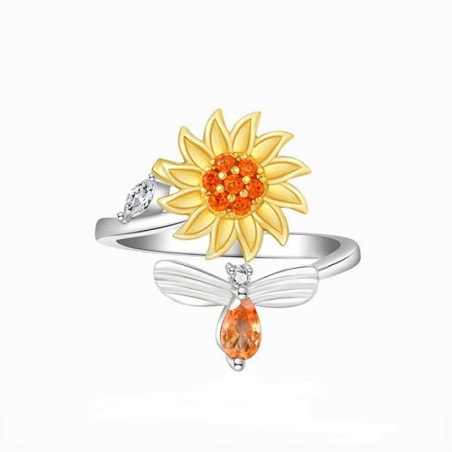 L'abeille qui butine un tournesol - bague tournante anti-stress details
