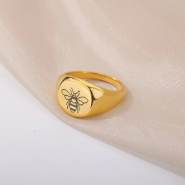 Bague Chevalière fine abeille - or et argent : au choix !