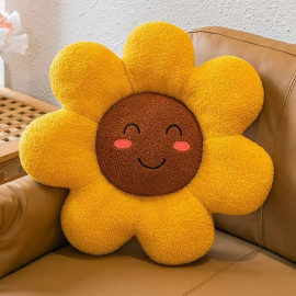 Coussins peluche fleurs souriantes avec fossettes - modele 2