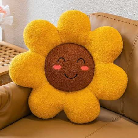 Coussins peluche fleurs souriantes avec fossettes - modele 2