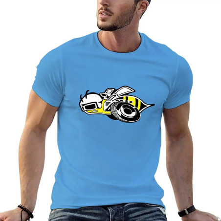 T-shirt bolide abeille - couleur bleu clair