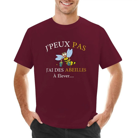 T-shirt abeillle : J'peux pas.. j'ai des abeilles à élever! burgundy