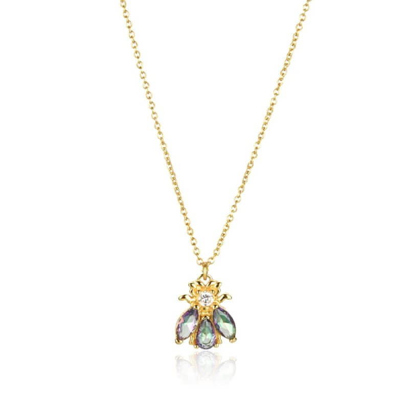 Collier Abeille ras du cou en argent Sterling 925 pour femme - couleur or