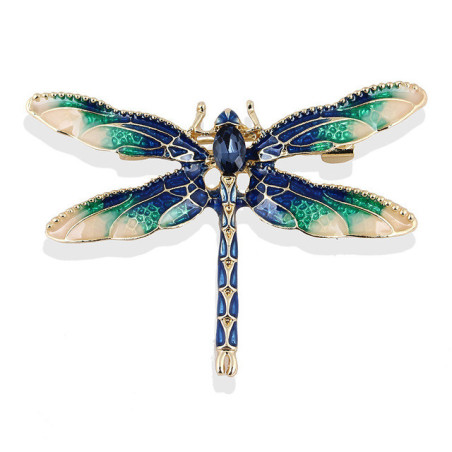 broche libellule cristal couleur bleu
