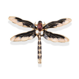 broche libellule cristal couleur noir