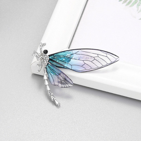 Broches Libellule en Cristal Acrylique Couleur Bleu