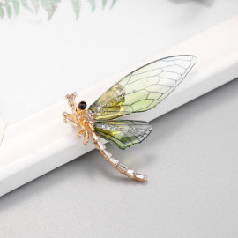 Broches Libellule en Cristal Acrylique Couleur Jaune
