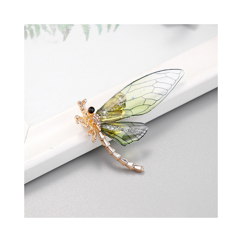 Broches Libellule en Cristal Acrylique Couleur Jaune