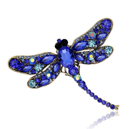Magnifique Broche Libellule Grand Format Couleur Bleu