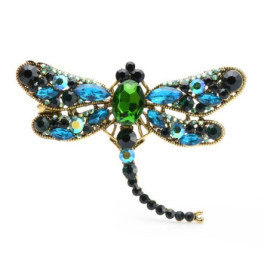 Magnifique Broche Libellule Grand Format Couleur Vert