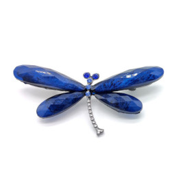 Petite Broche Libellule Artistique en Cristal Bleu