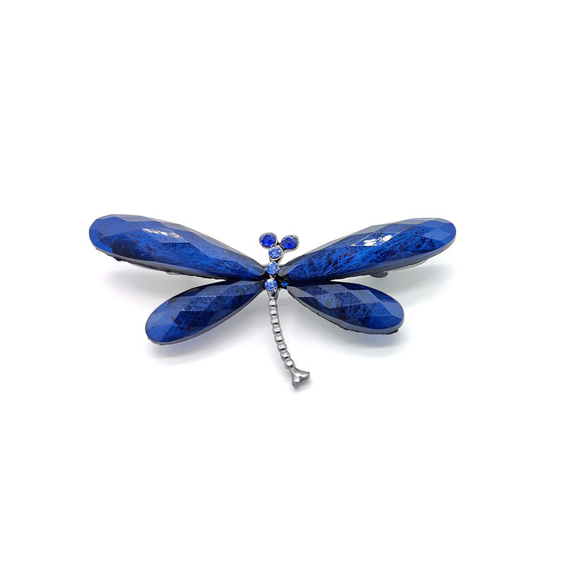 Petite Broche Libellule Artistique en Cristal Bleu