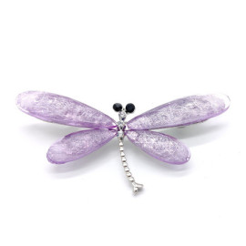 Petite Broche Libellule Artistique en Cristal Violet