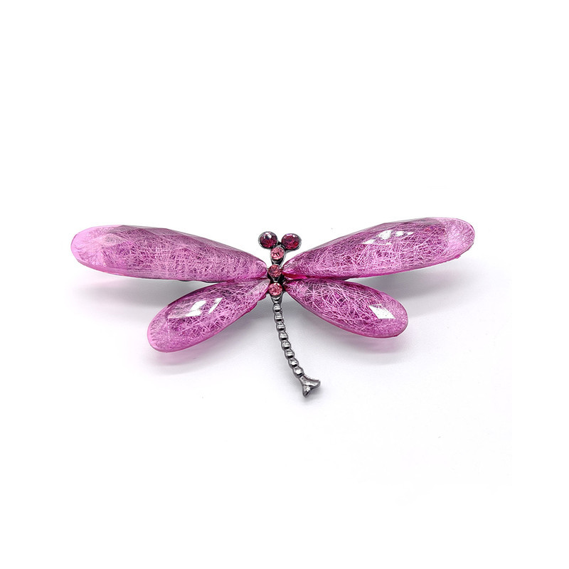 Petite Broche Libellule Artistique en Cristal Rose