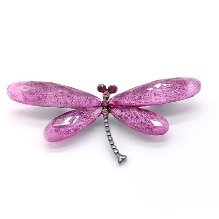 Petite Broche Libellule Artistique en Cristal Rose