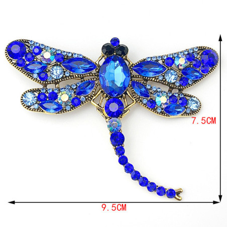 Grande Broche Libellule Bleue