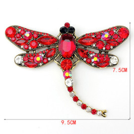Grande Broche Libellule Couleur Rouge