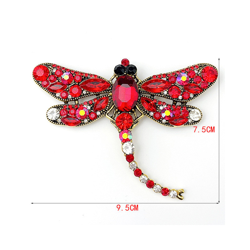 Grande Broche Libellule Couleur Rouge