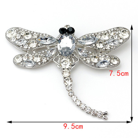 Grande Broche Libellule Couleur Argent