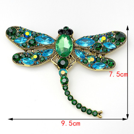 Grande Broche Libellule Couleur Vert