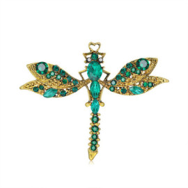Magnifique Broche Libellule Vintage Couleur Vert