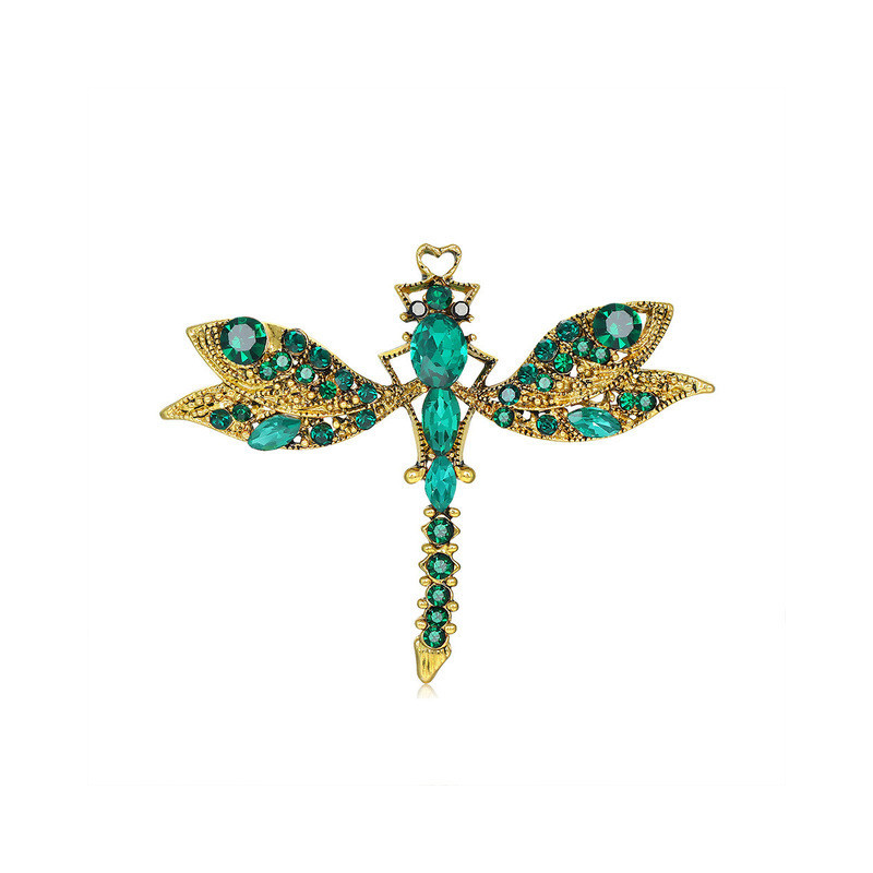 Magnifique Broche Libellule Vintage Couleur Vert