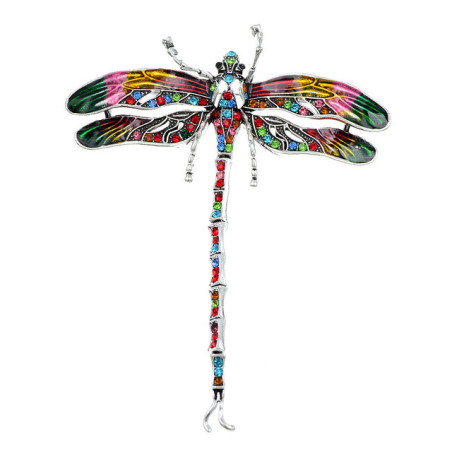 Magnifique Broche Libellule Colorée Émaillée Couleur Vert