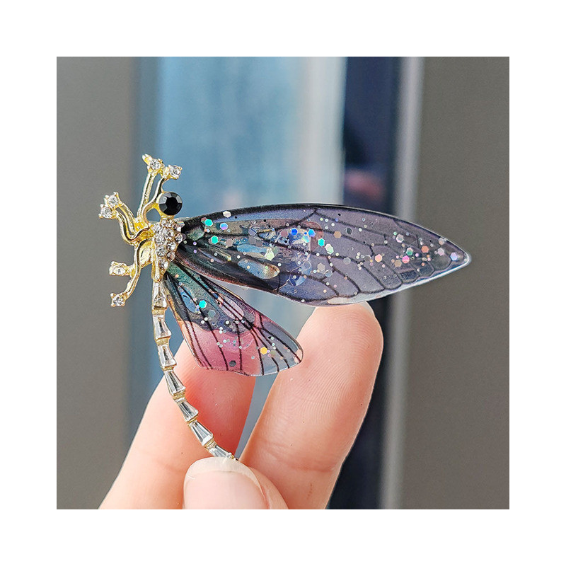 Broches Libellule en Acrylique aux ailes transparentes Couleur Bleu