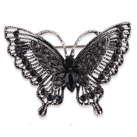 Magnifique Broche Papillon en Strass Couleur Noir