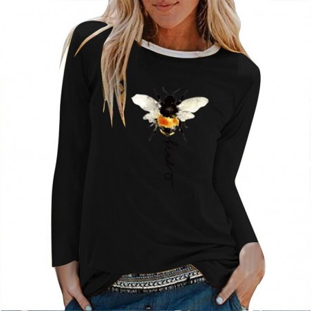 T-shirt manches longues pour femme Bee Kind noir