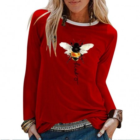 T-shirt manches longues pour femme Bee Kind rouge