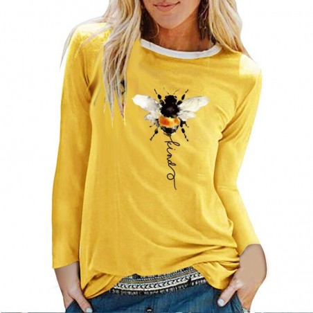 T-shirt manches longues pour femme Bee Kind jaune
