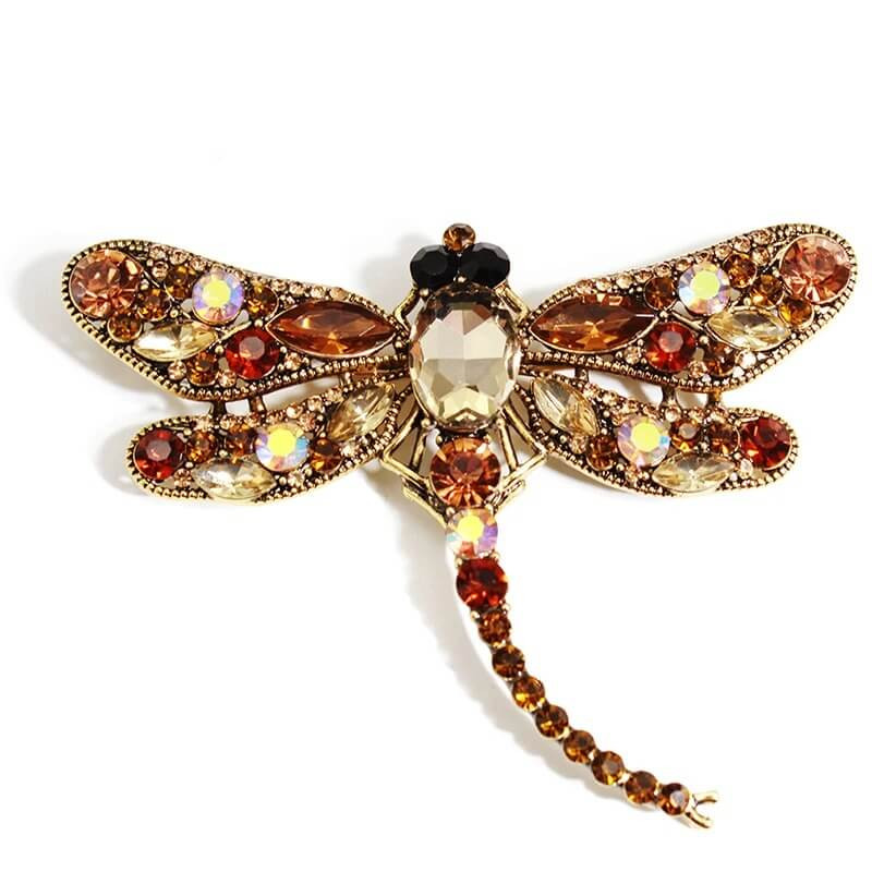 Magnifique Broche Libellule Grand Format Couleur Marron