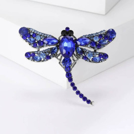 Petite Broche Libellule Ailes Strassées - couleur  violet