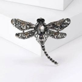 Petite Broche Libellule Ailes Strassées - couleur argent